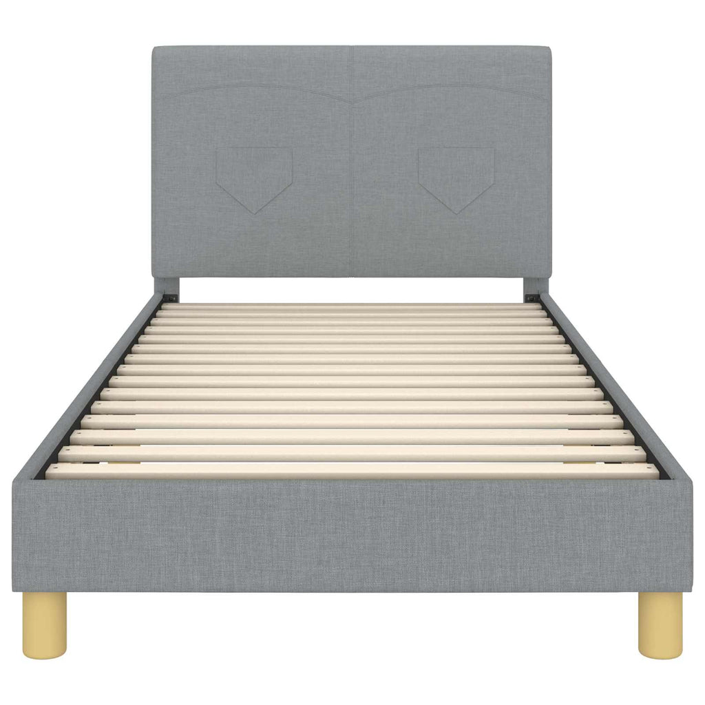 Kinderbettgestell mit Kopfteil Hellgrau 90 x 190 cm Stoff