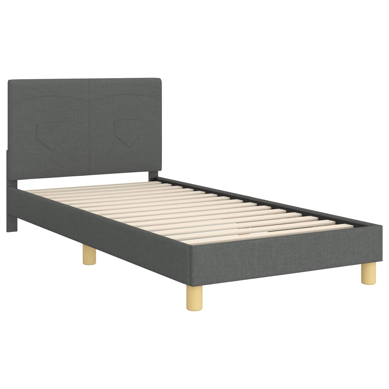 Kinderbettgestell mit Kopfteil Dunkelgrau 90 x 190 cm Stoff