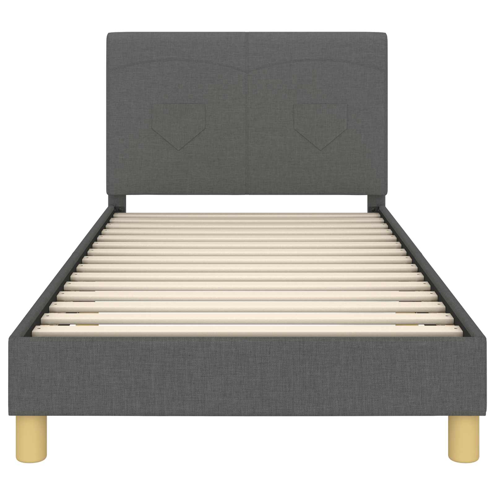 Kinderbettgestell mit Kopfteil Dunkelgrau 90 x 190 cm Stoff
