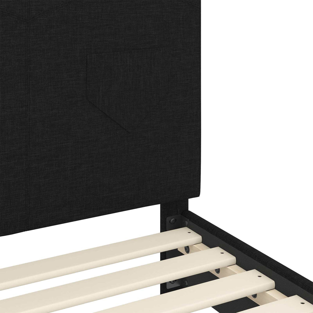 Kinderbettgestell mit Kopfteil Schwarz 90 x 190 cm Stoff