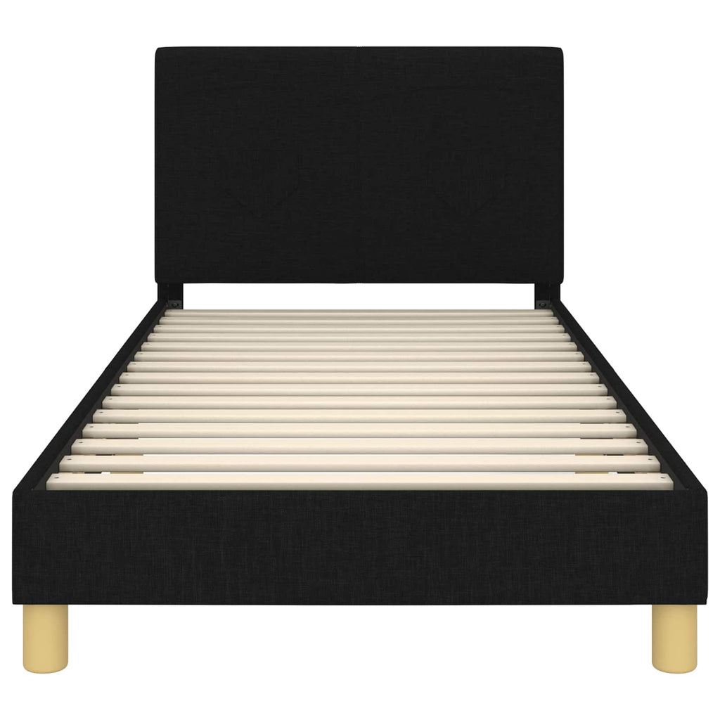 Kinderbettgestell mit Kopfteil Schwarz 90 x 190 cm Stoff