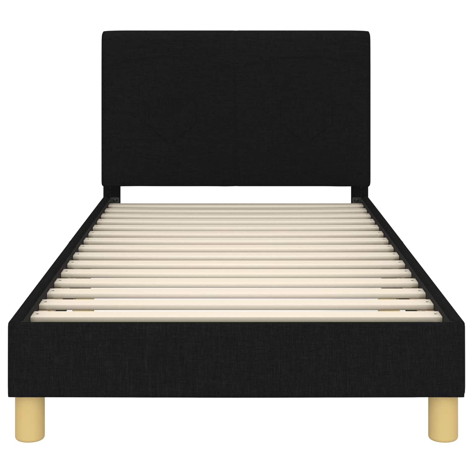 Kinderbettgestell mit Kopfteil Schwarz 90 x 190 cm Stoff