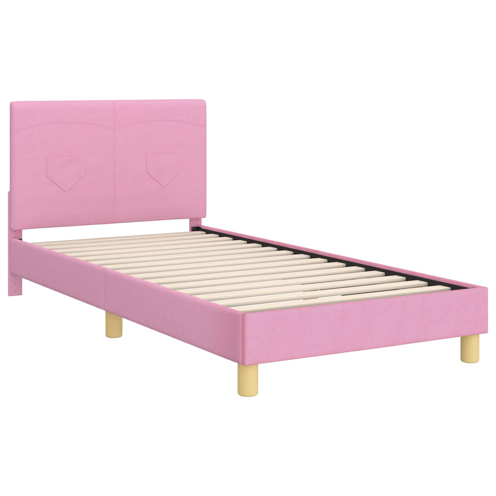 Kinderbettgestell mit Kopfteil Rosa 90 x 190 cm Stoff