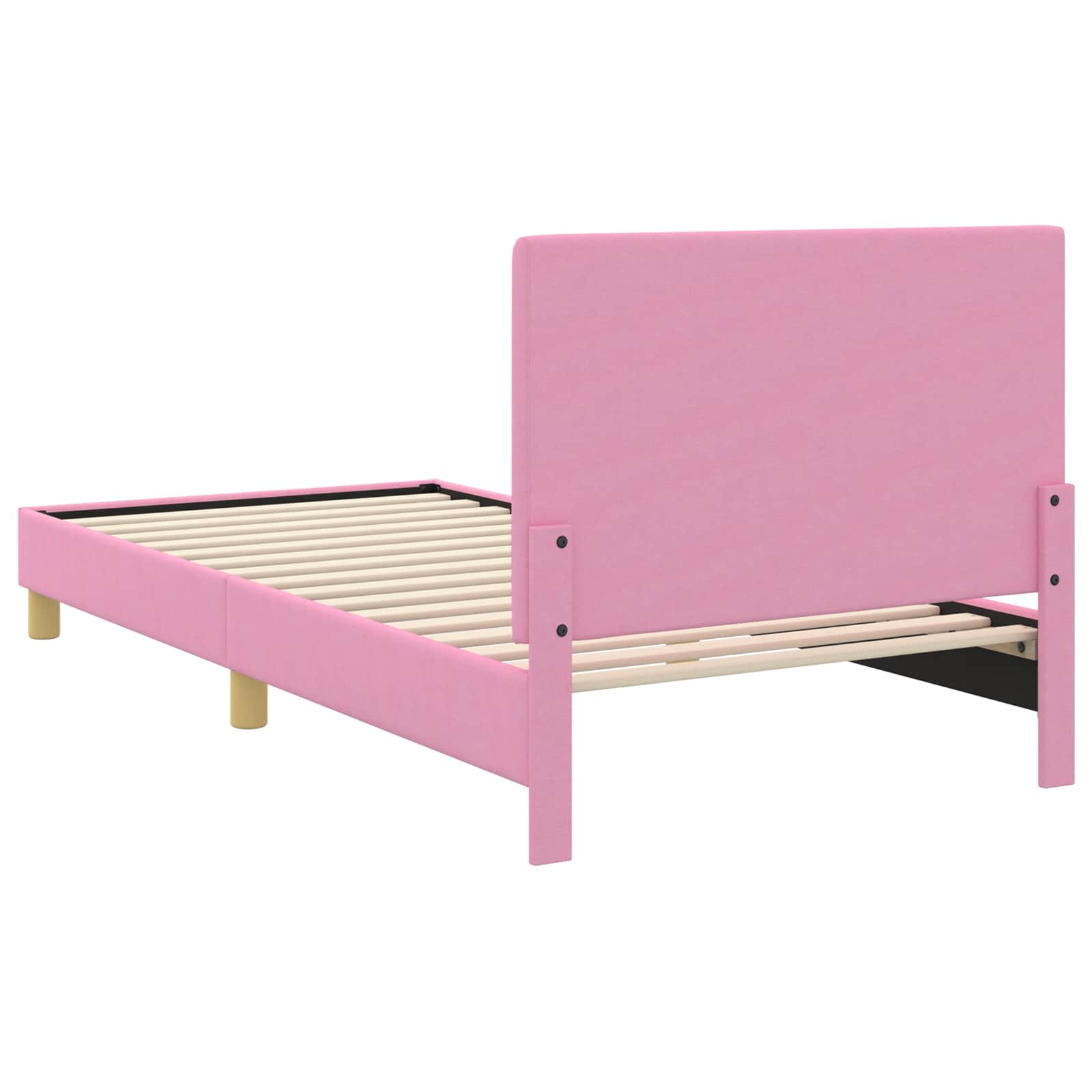 Kinderbettgestell mit Kopfteil Rosa 90 x 190 cm Stoff