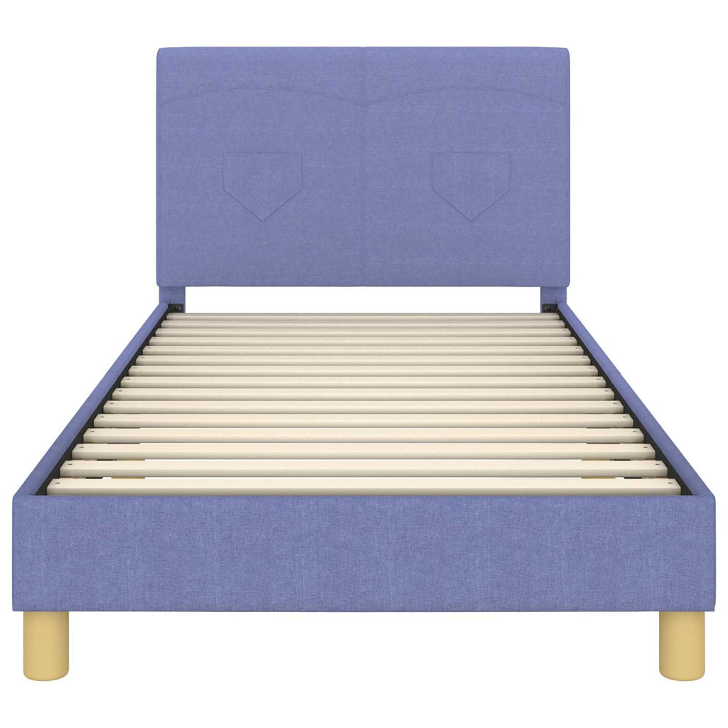Kinderbettgestell mit Kopfteil Jeans blau 90 x 190 cm Stoff
