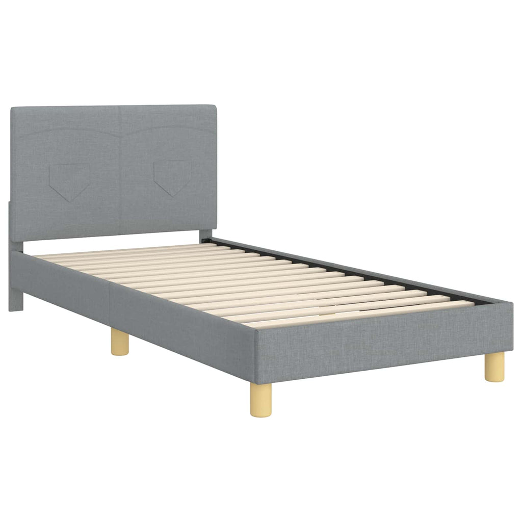 Kinderbettgestell mit Kopfteil Hellgrau 90 x 200 cm Stoff