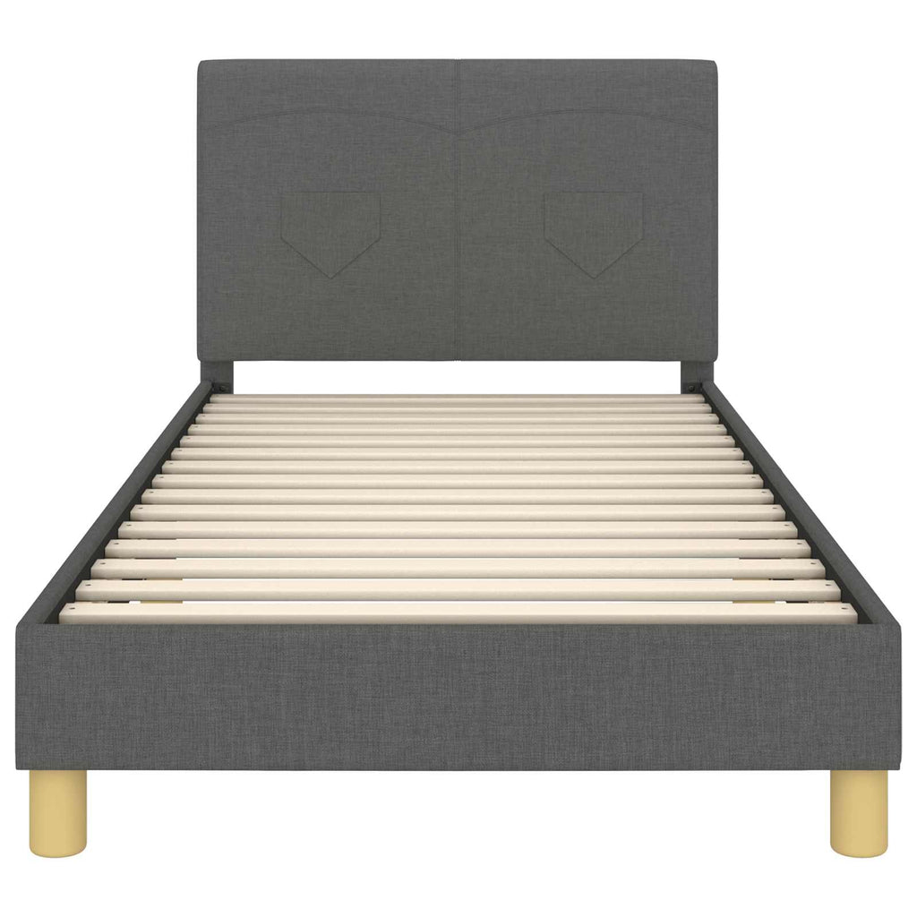 Kinderbettgestell mit Kopfteil Dunkelgrau 90 x 200 cm Stoff