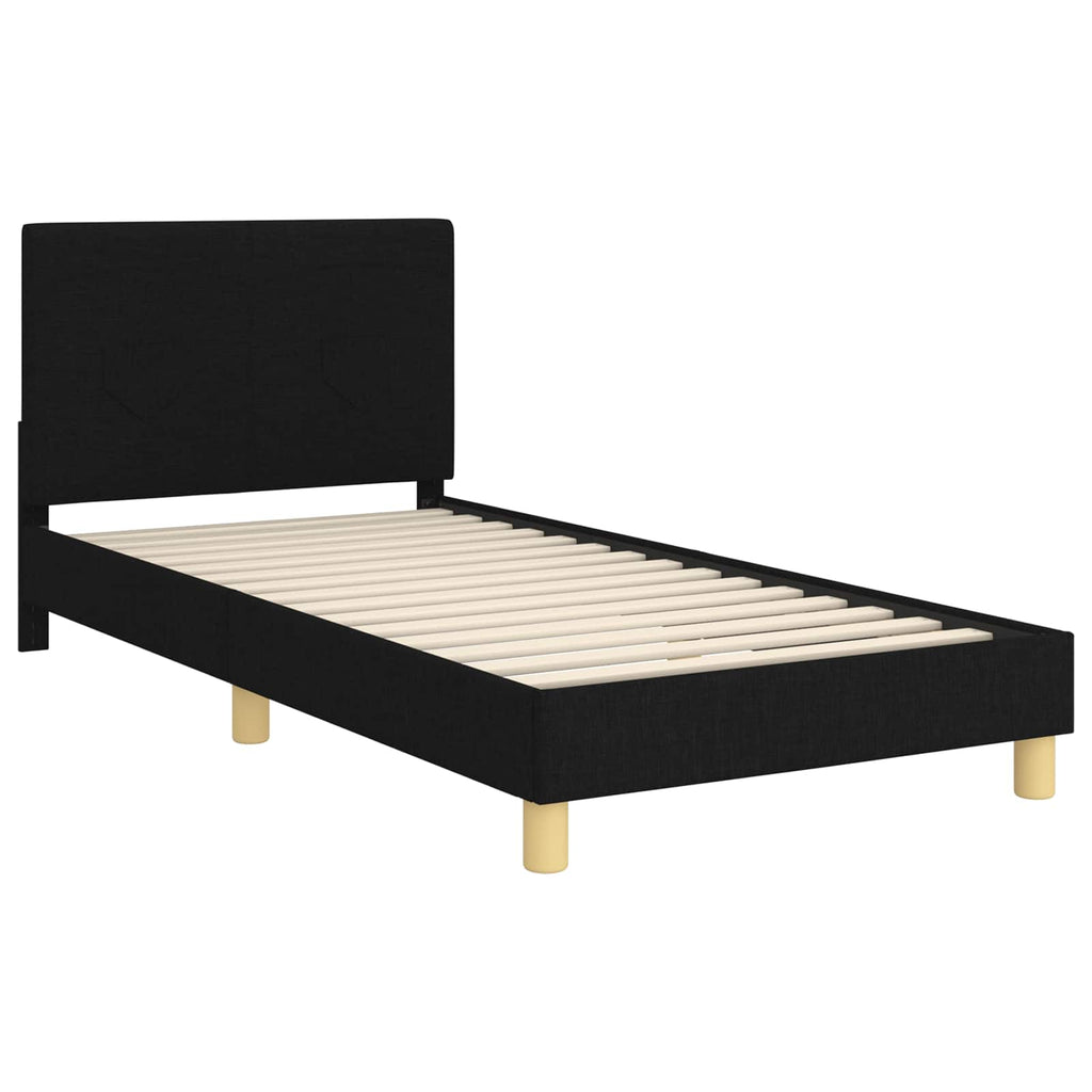 Kinderbettgestell mit Kopfteil Schwarz 90 x 200 cm Stoff