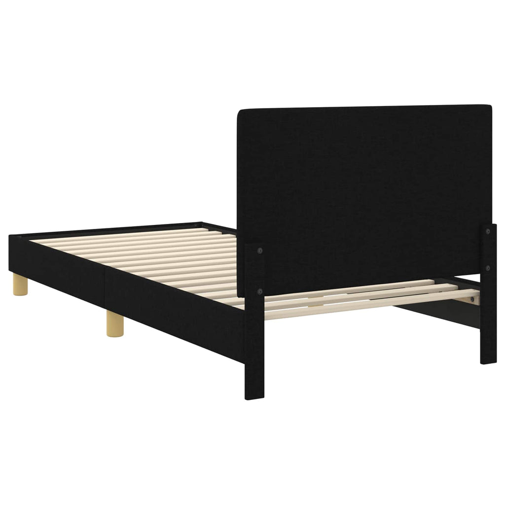 Kinderbettgestell mit Kopfteil Schwarz 90 x 200 cm Stoff