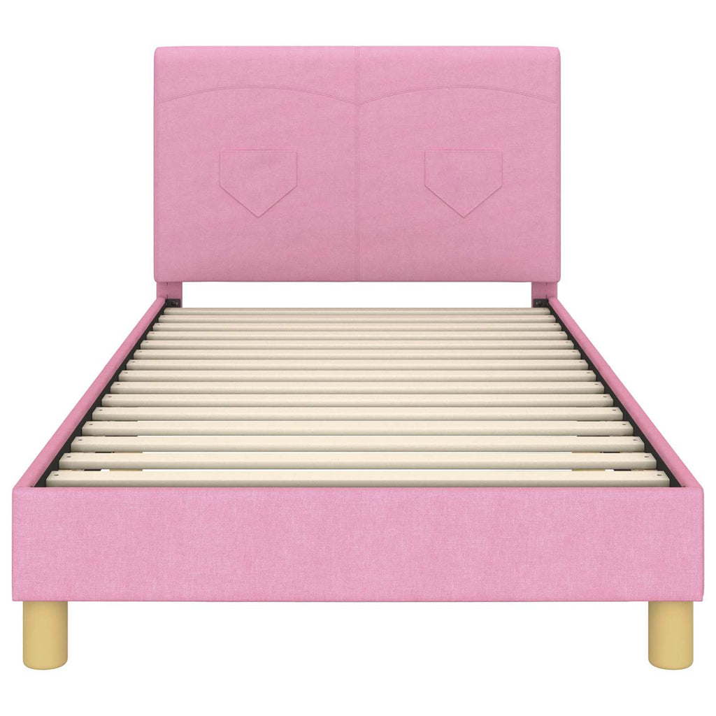 Kinderbettgestell mit Kopfteil Rosa 90 x 200 cm Stoff