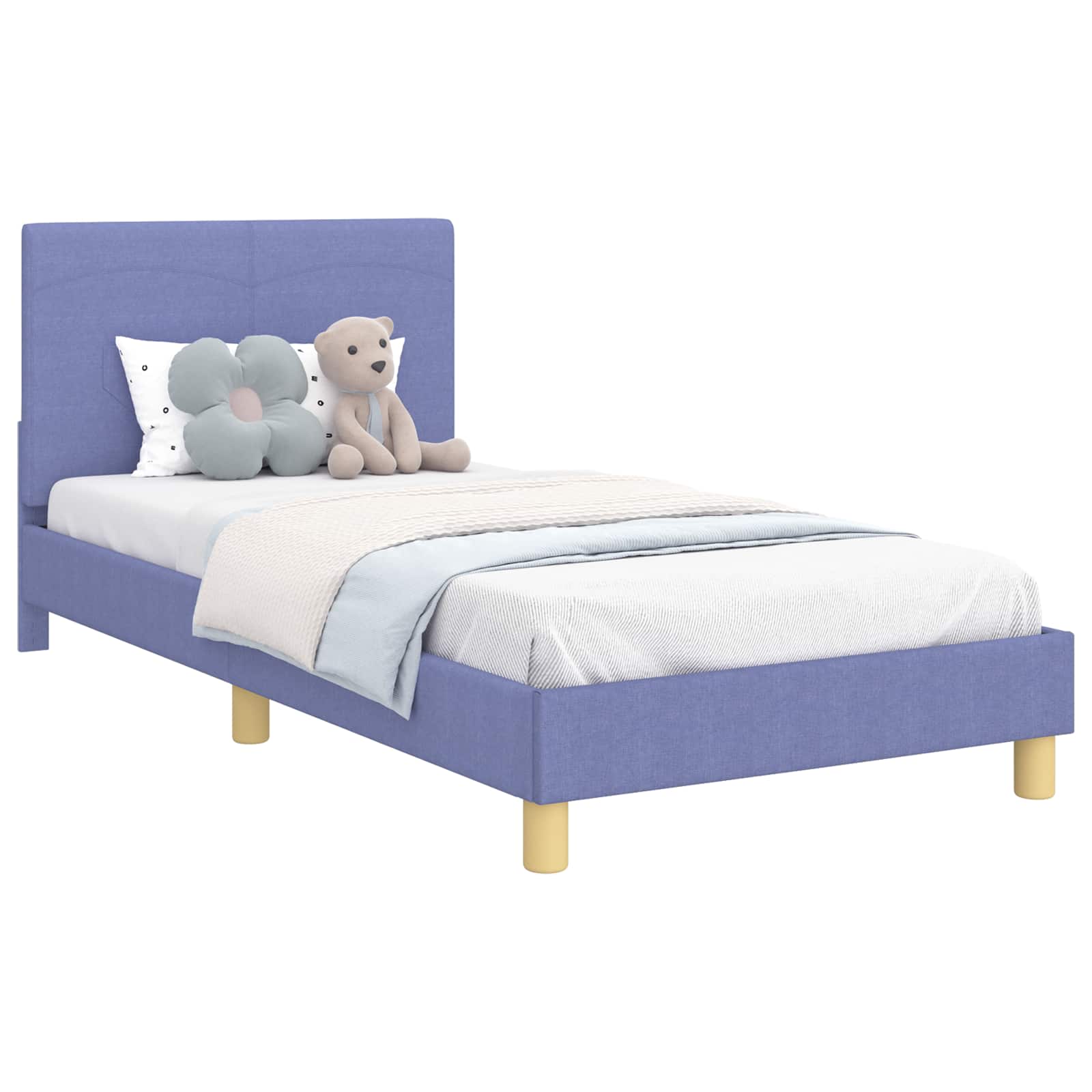 Kinderbettgestell mit Kopfteil Jeans blau 90 x 200 cm Stoff