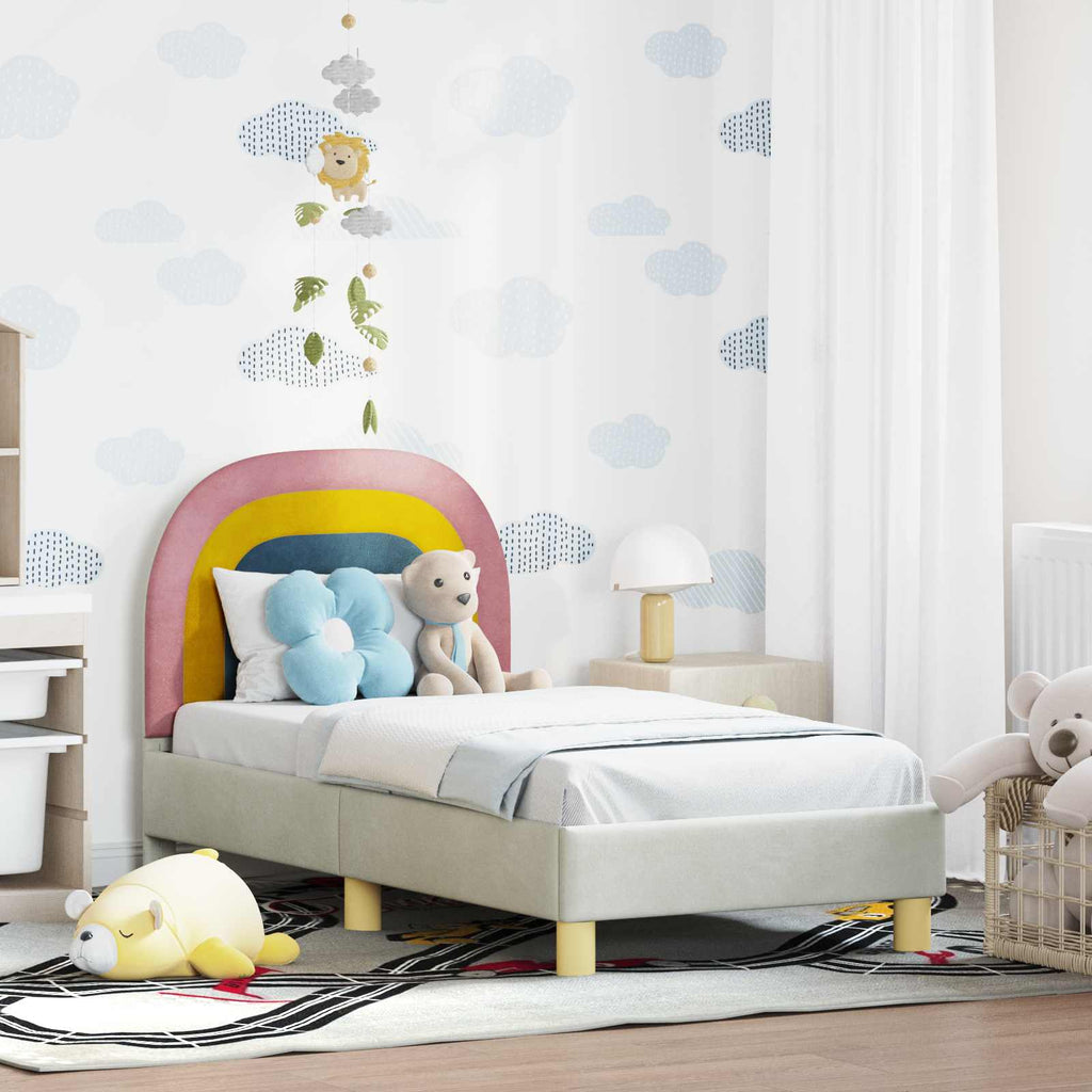 Kinderbettgestell mit Kopfteil Creme 70 x 140 cm Samt