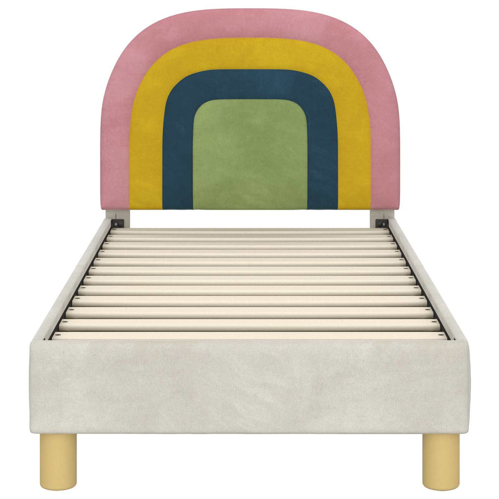 Kinderbettgestell mit Kopfteil Creme 70 x 140 cm Samt