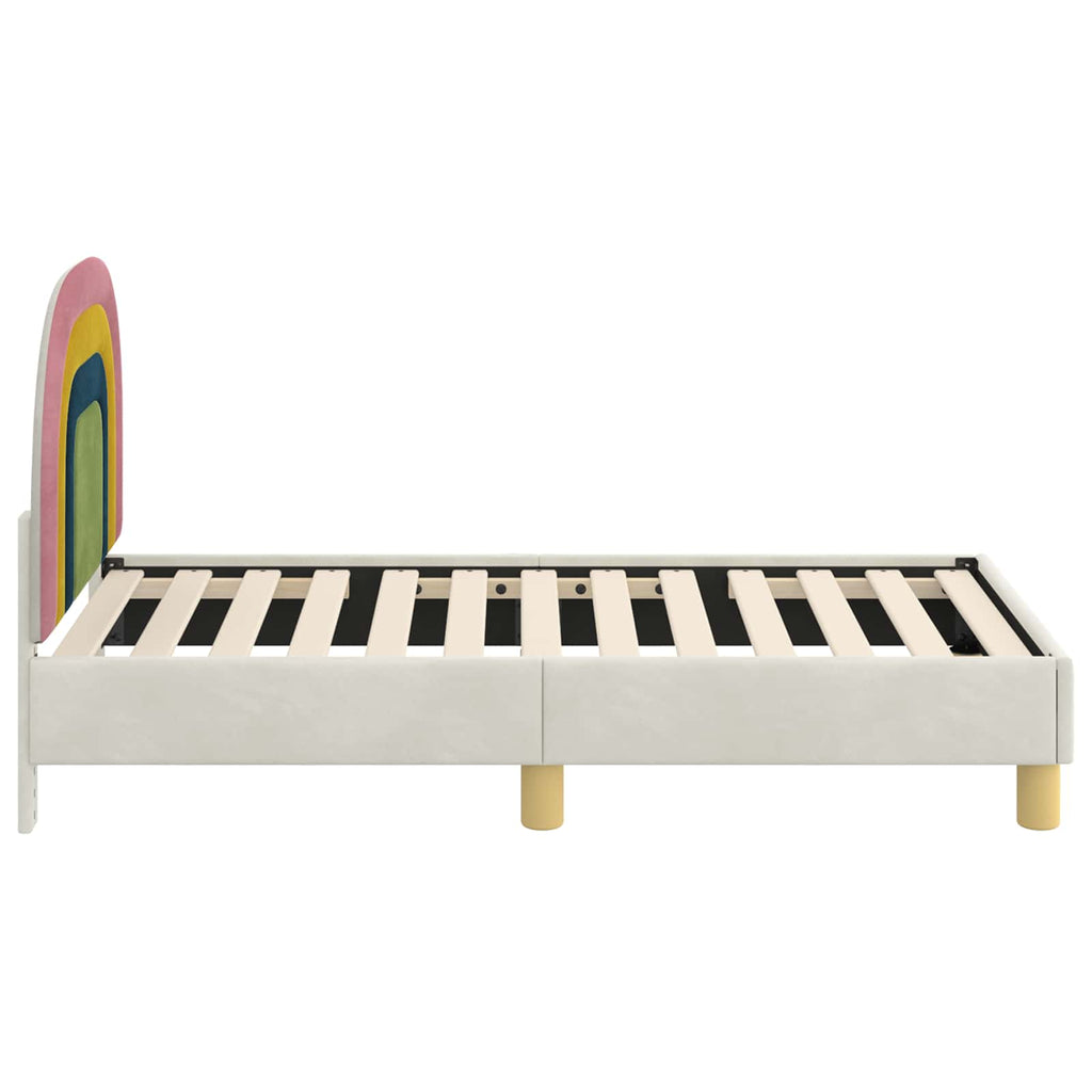 Kinderbettgestell mit Kopfteil Creme 70 x 140 cm Samt