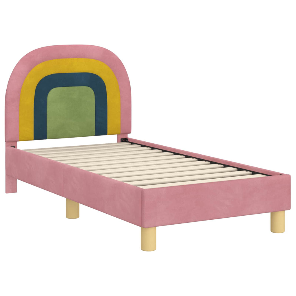 Kinderbettgestell mit Kopfteil Rosa 70 x 140 cm Samt