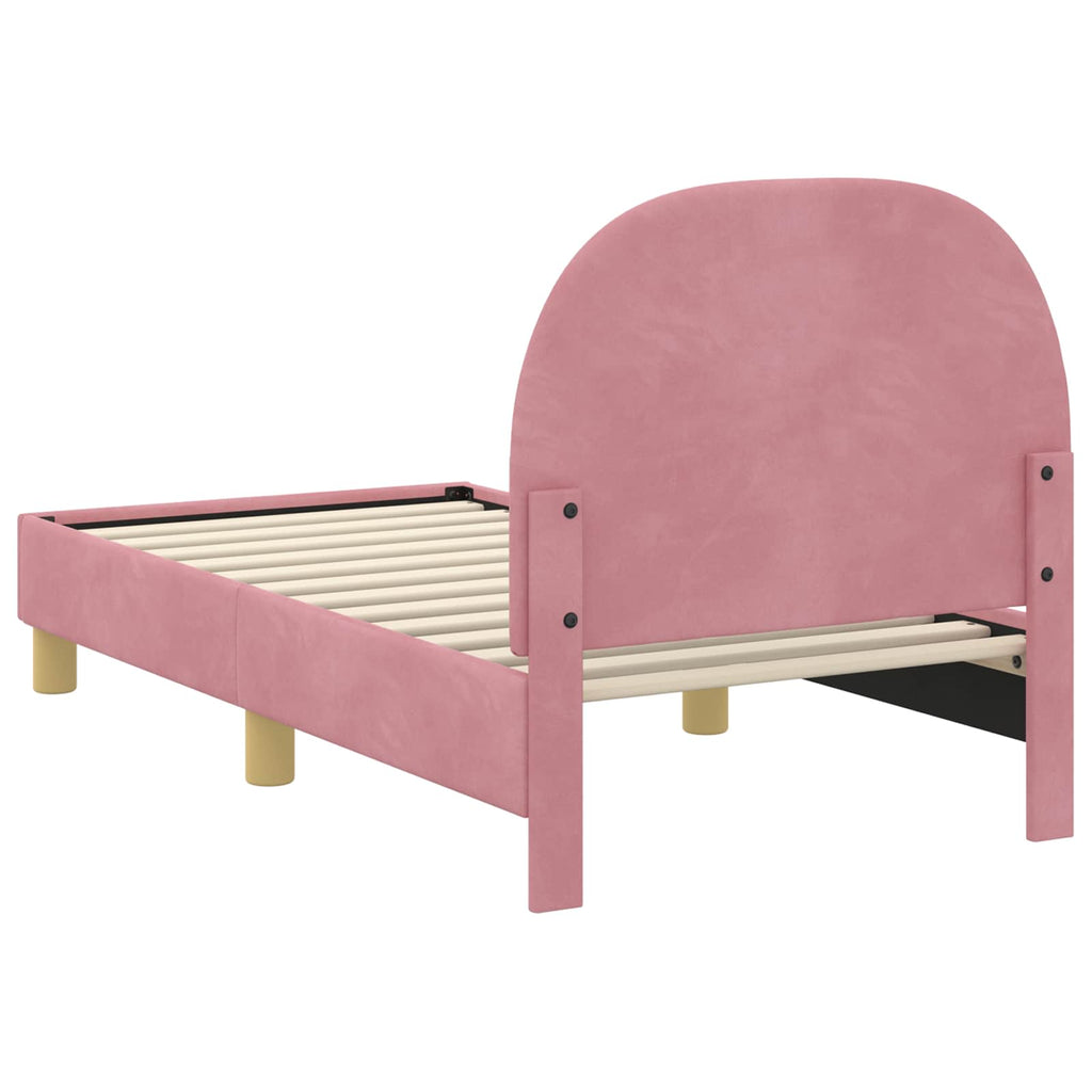 Kinderbettgestell mit Kopfteil Rosa 70 x 140 cm Samt