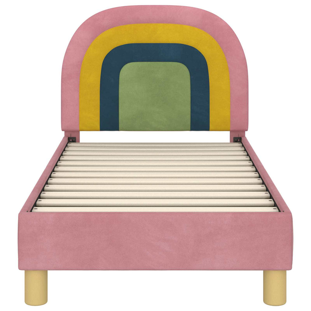 Kinderbettgestell mit Kopfteil Rosa 70 x 140 cm Samt