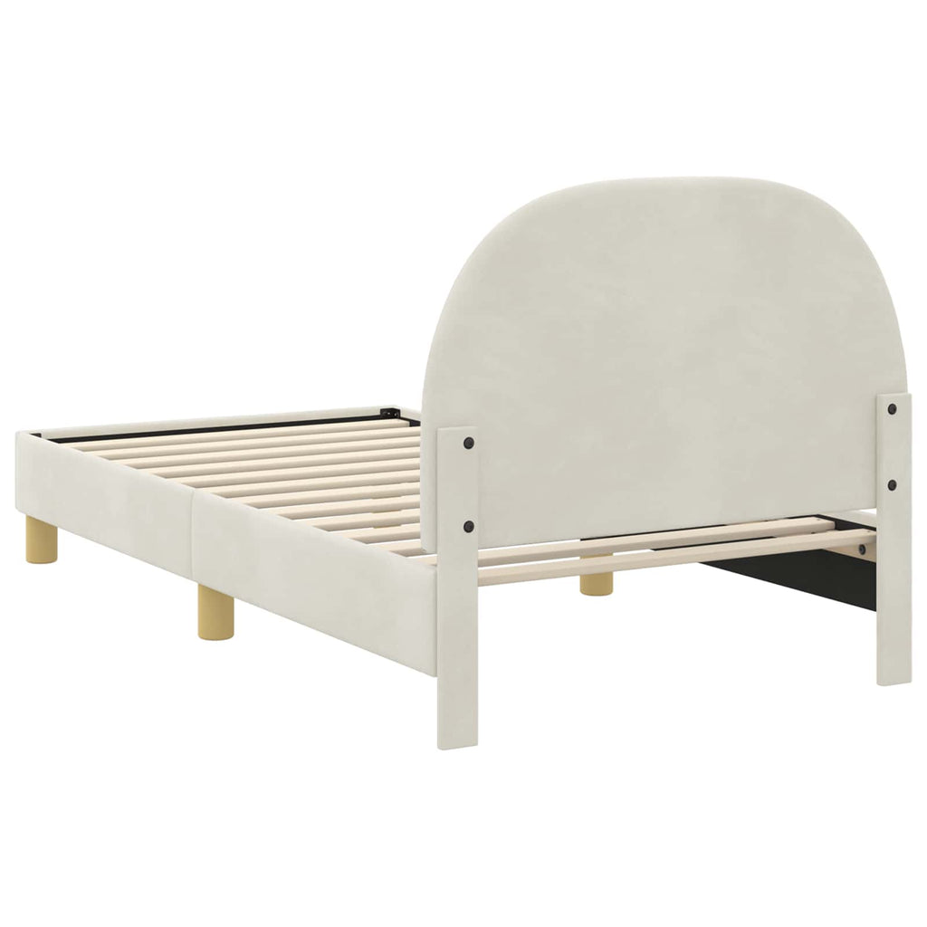 Kinderbettgestell mit Kopfteil Creme 80 x 160 cm Samt