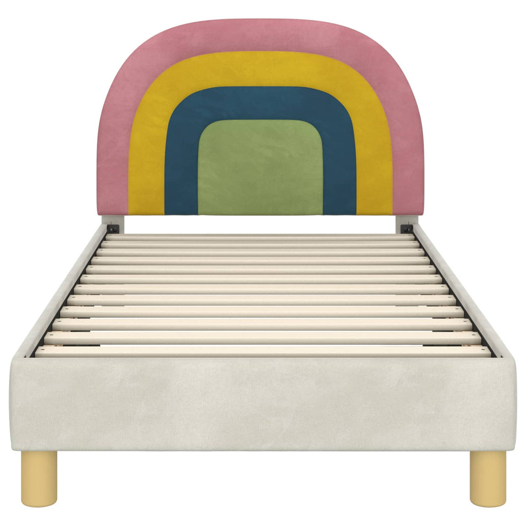 Kinderbettgestell mit Kopfteil Creme 80 x 160 cm Samt