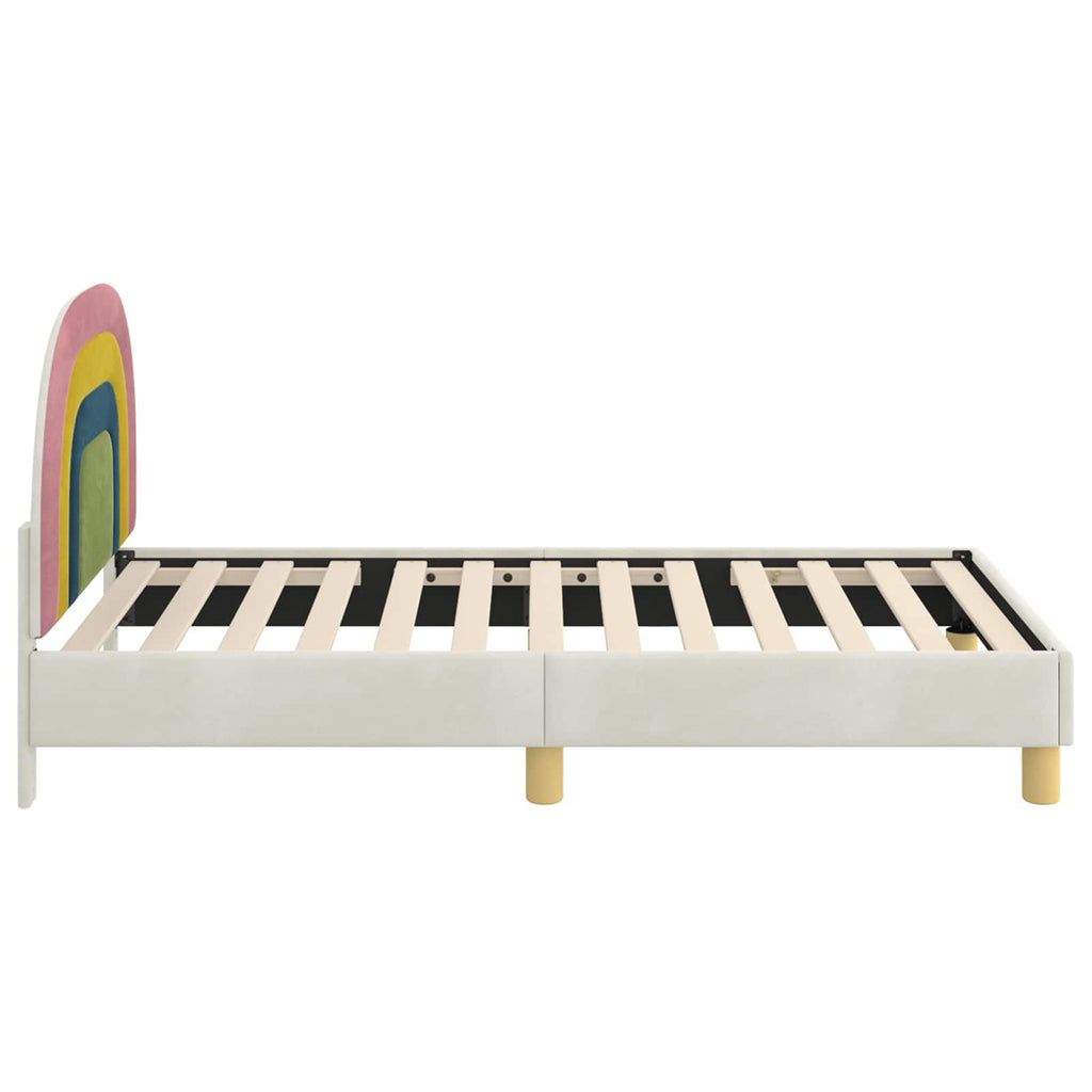 Kinderbettgestell mit Kopfteil Creme 80 x 160 cm Samt