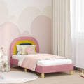 Kinderbettgestell mit Kopfteil Rosa 80 x 160 cm Samt