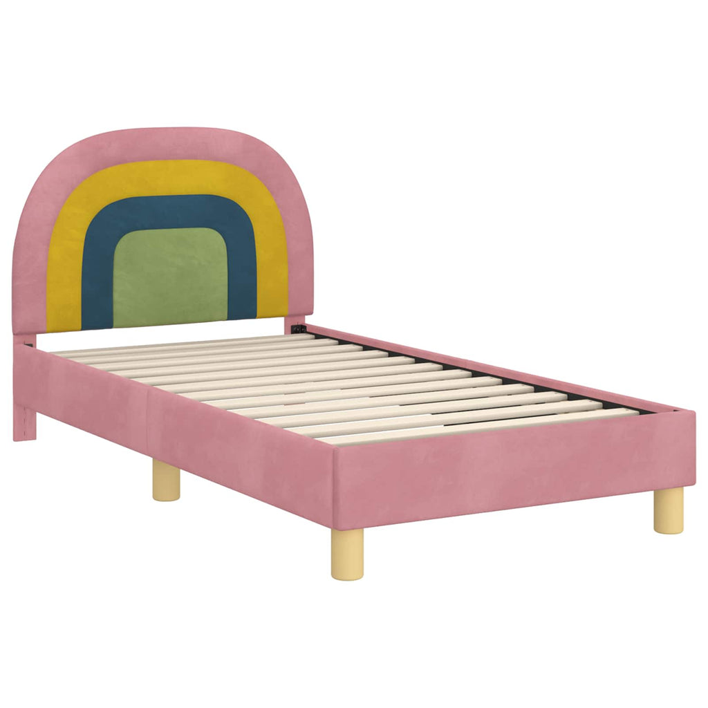 Kinderbettgestell mit Kopfteil Rosa 80 x 160 cm Samt