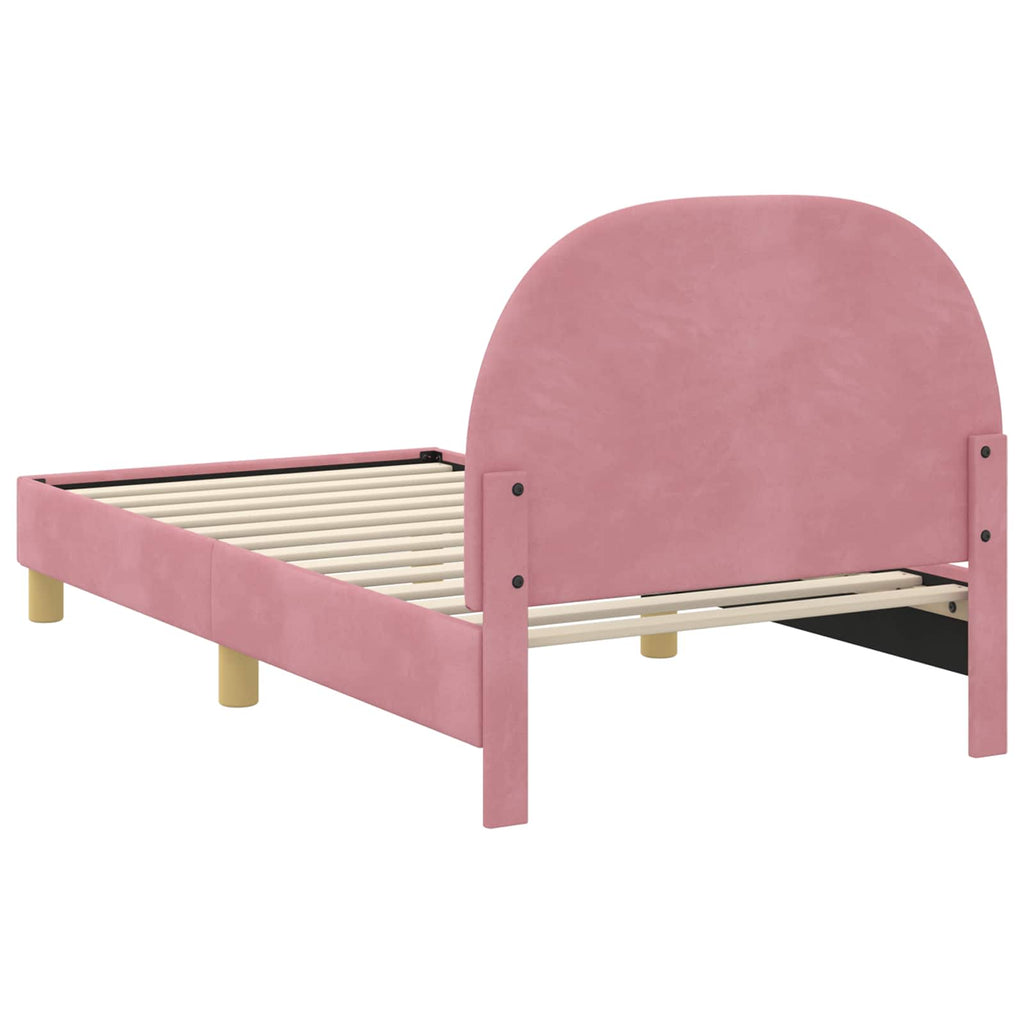 Kinderbettgestell mit Kopfteil Rosa 80 x 160 cm Samt