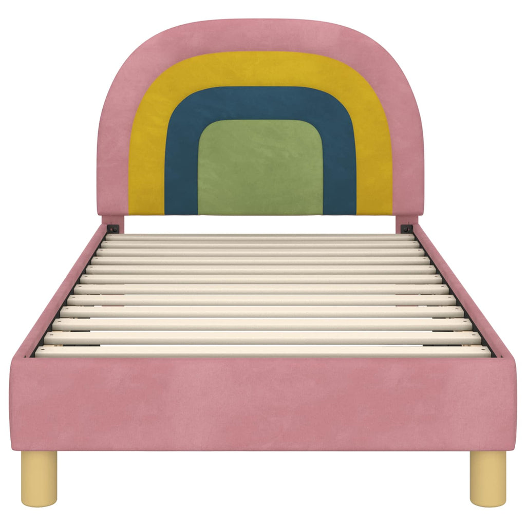 Kinderbettgestell mit Kopfteil Rosa 80 x 160 cm Samt