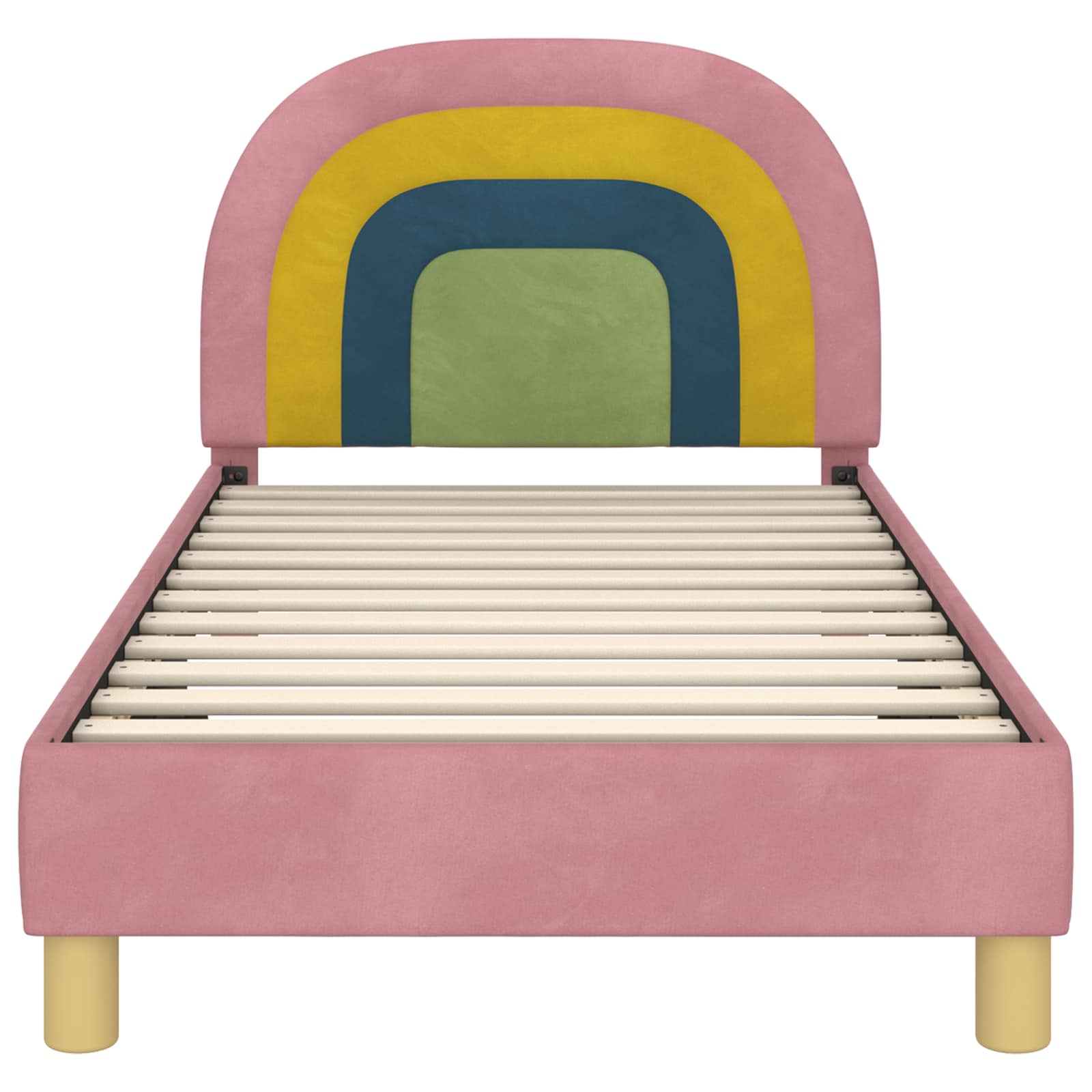 Kinderbettgestell mit Kopfteil Rosa 80 x 160 cm Samt