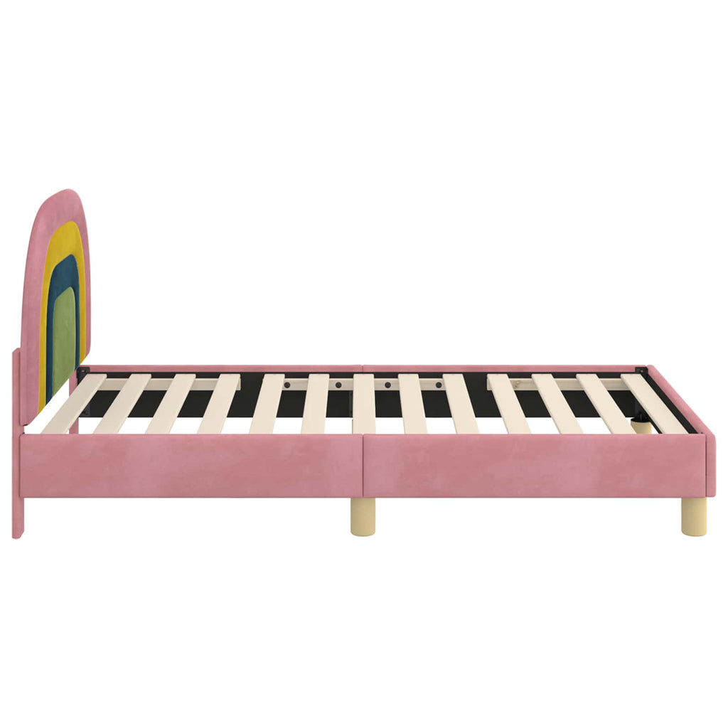 Kinderbettgestell mit Kopfteil Rosa 80 x 160 cm Samt