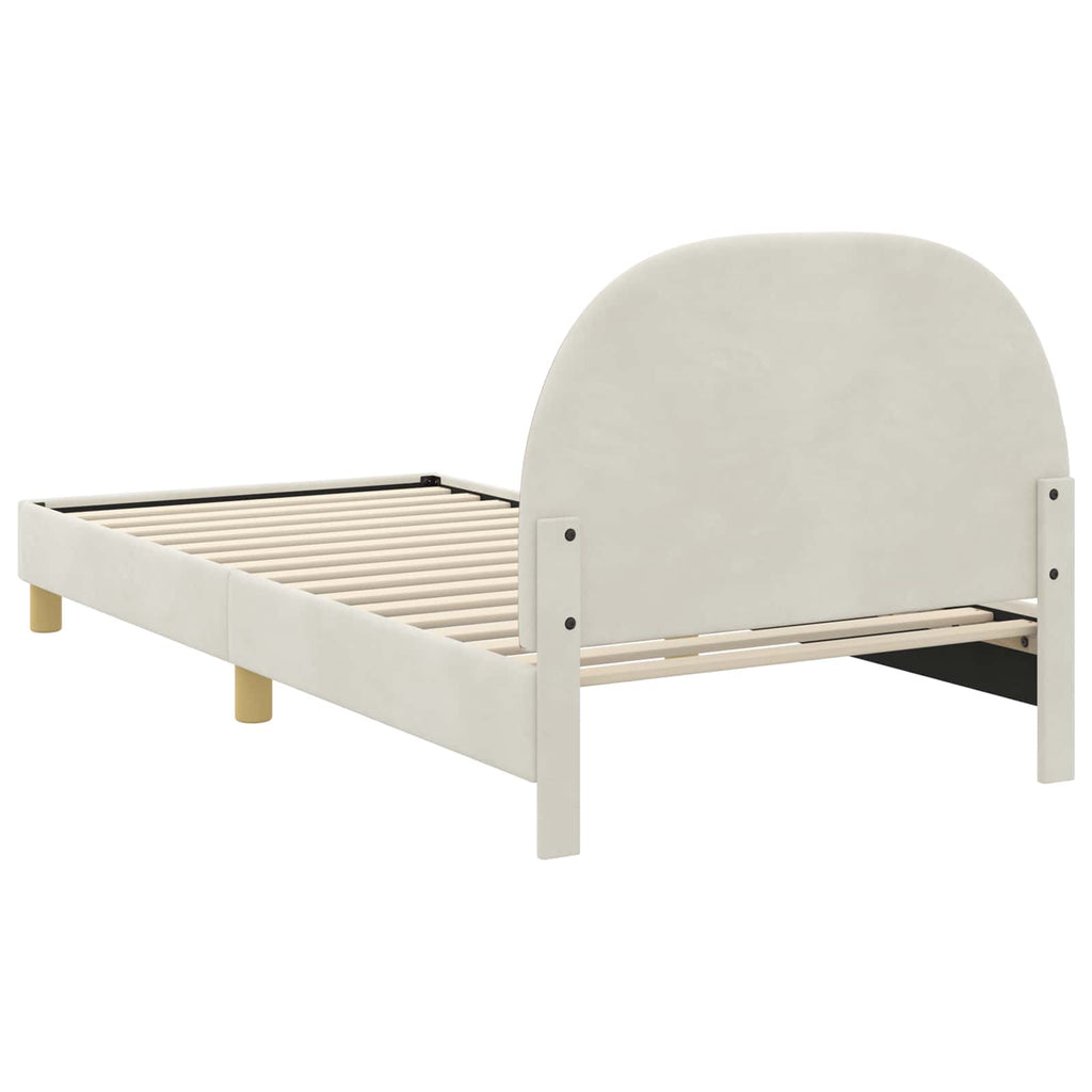 Kinderbettgestell mit Kopfteil Creme 80 x 200 cm Samt