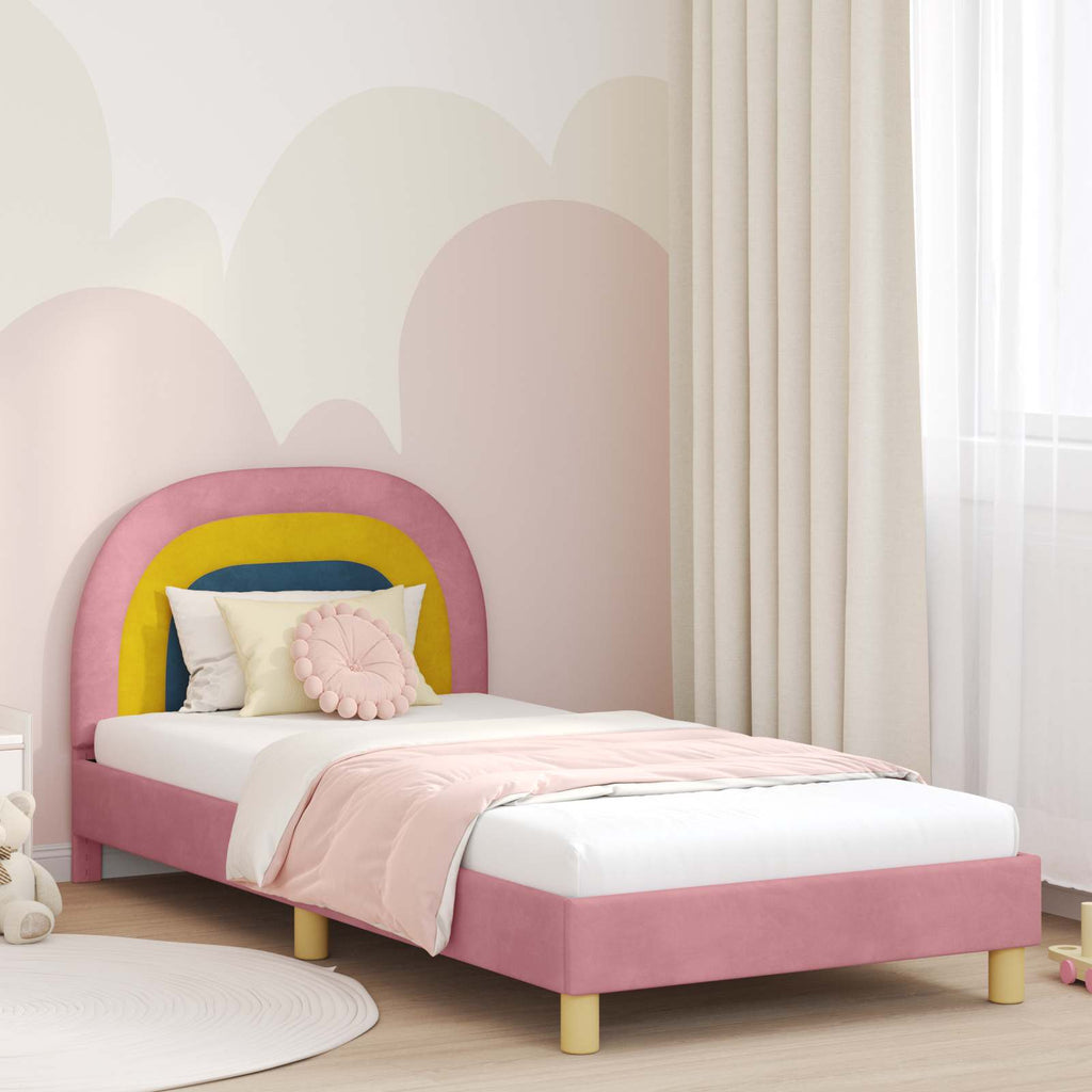 Kinderbettgestell mit Kopfteil Rosa 80 x 200 cm Samt
