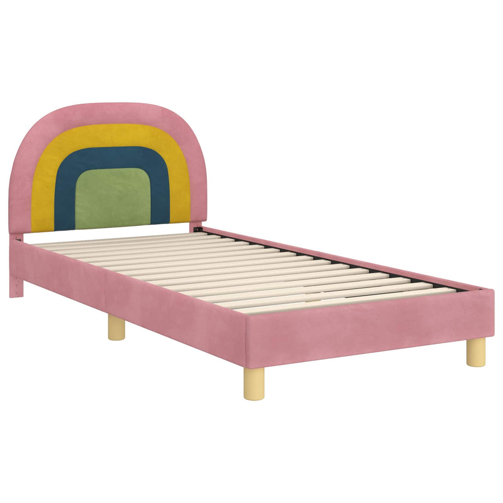 Kinderbettgestell mit Kopfteil Rosa 80 x 200 cm Samt