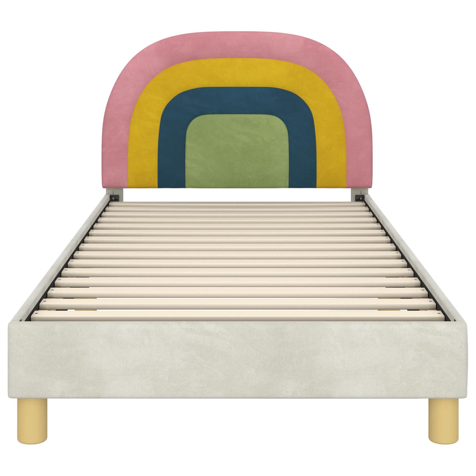 Kinderbettgestell mit Kopfteil Creme 90 x 190 cm Samt