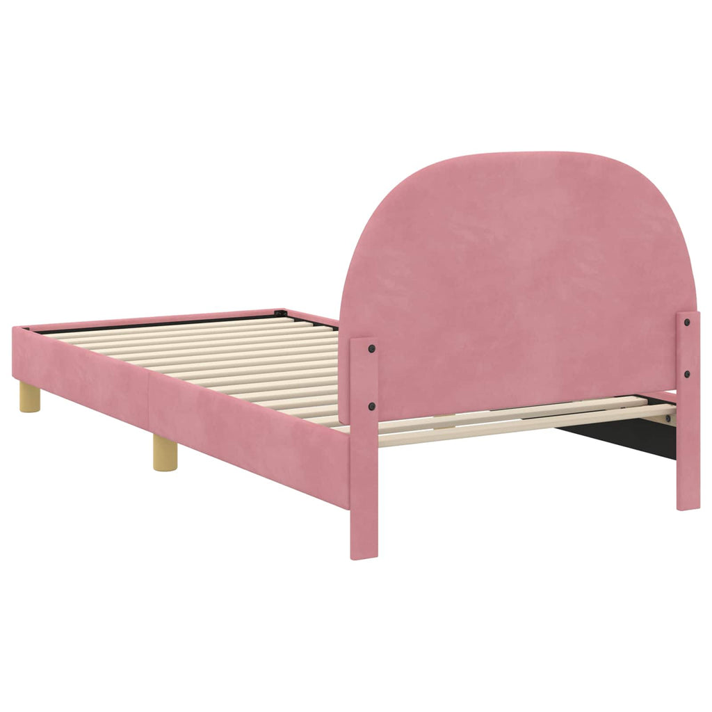 Kinderbettgestell mit Kopfteil Rosa 90 x 190 cm Samt