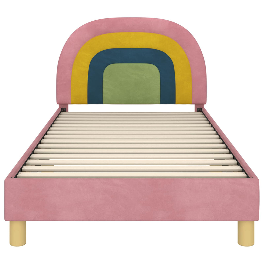 Kinderbettgestell mit Kopfteil Rosa 90 x 190 cm Samt