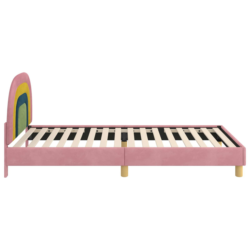 Kinderbettgestell mit Kopfteil Rosa 90 x 190 cm Samt