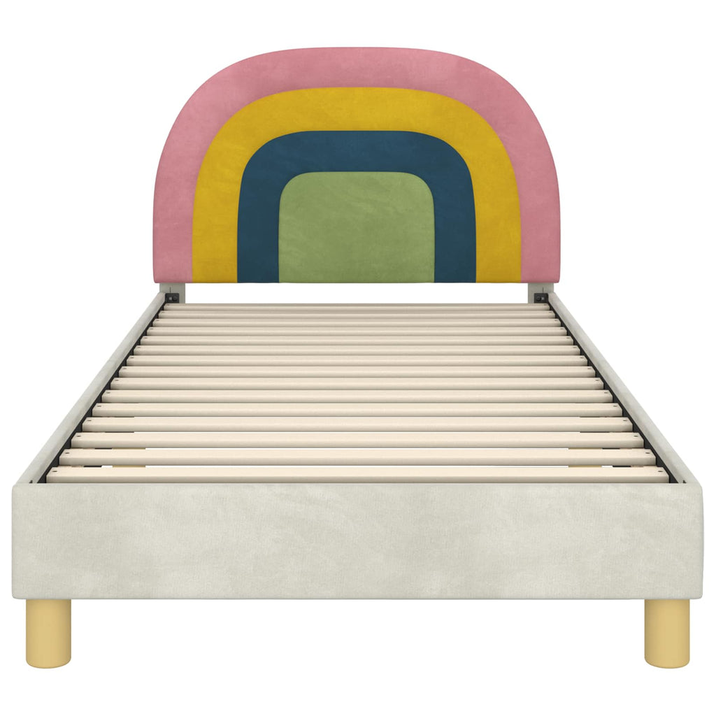 Kinderbettgestell mit Kopfteil Creme 90 x 200 cm Samt