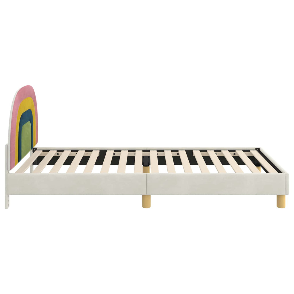 Kinderbettgestell mit Kopfteil Creme 90 x 200 cm Samt