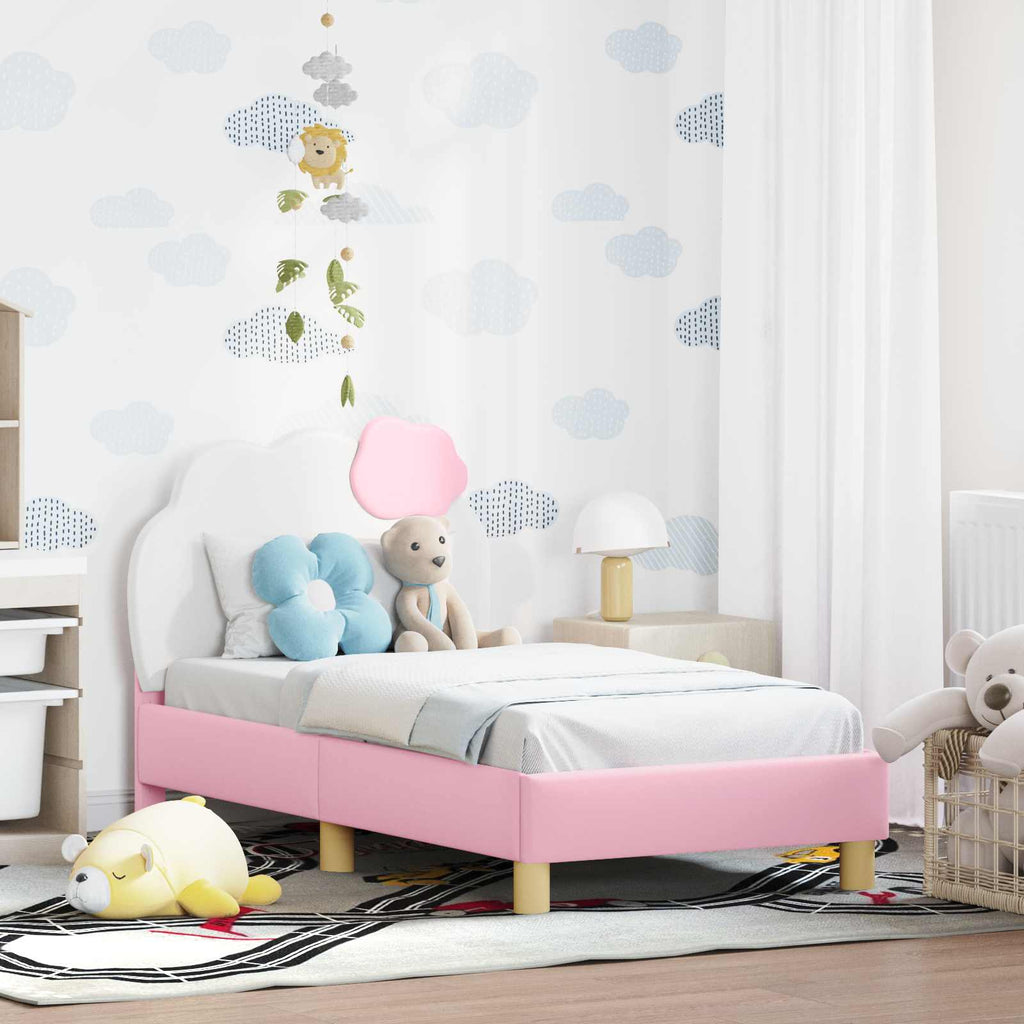 Kinderbettgestell mit Kopfteil Rosa 70 x 140 cm PU