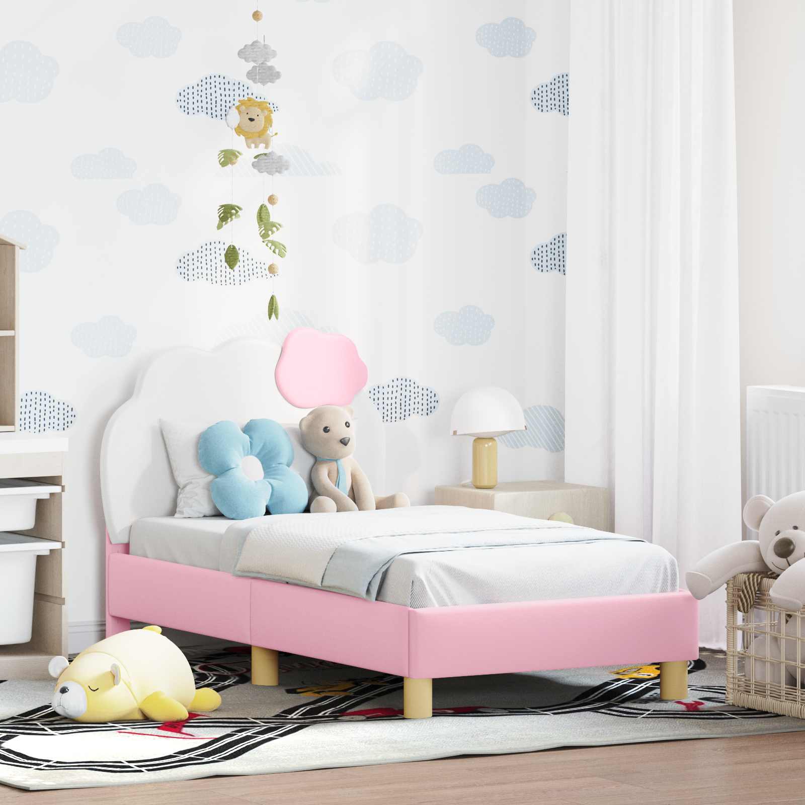 Kinderbettgestell mit Kopfteil Rosa 70 x 140 cm PU