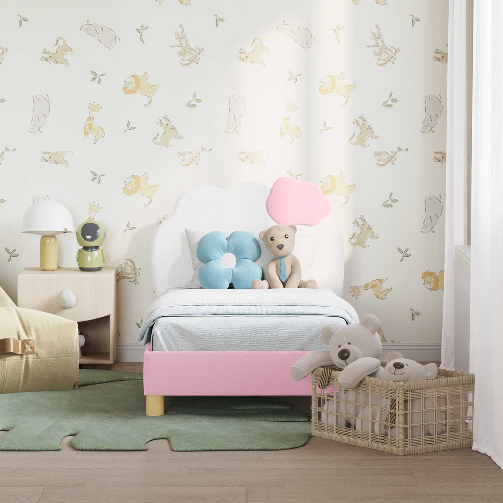 Kinderbettgestell mit Kopfteil Rosa 70 x 140 cm PU