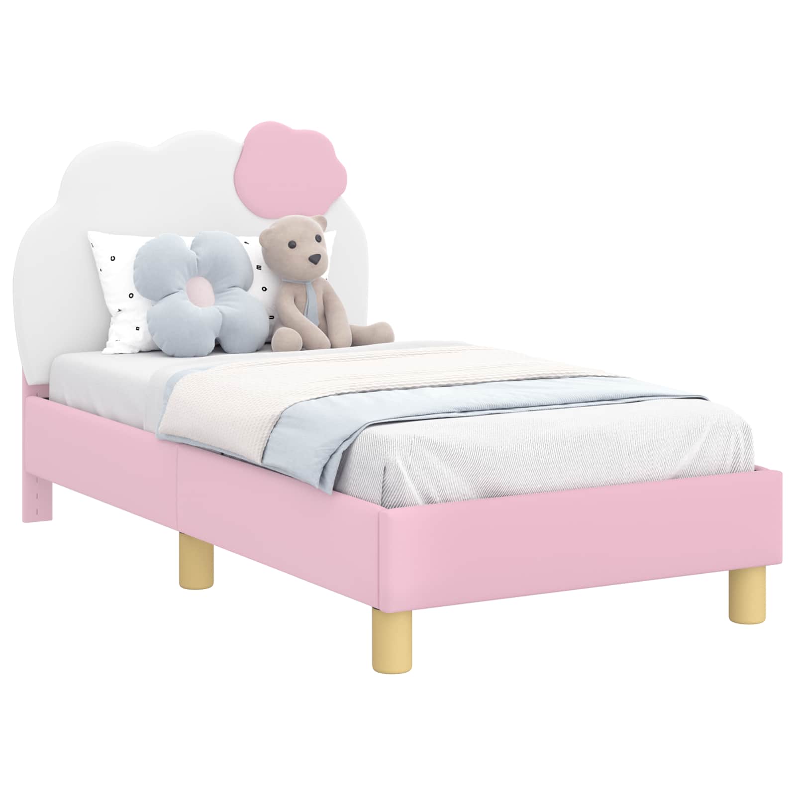 Kinderbettgestell mit Kopfteil Rosa 70 x 140 cm PU
