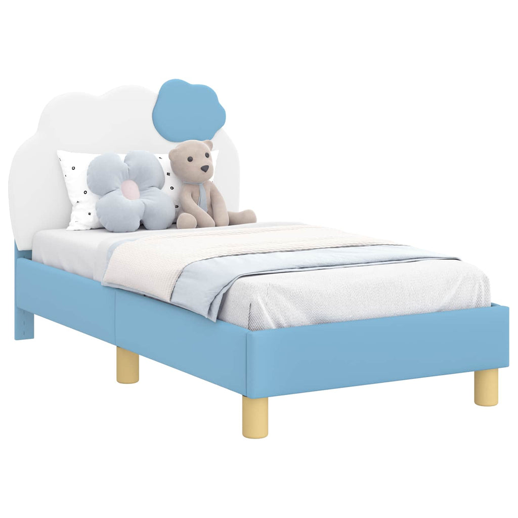 Kinderbettgestell mit Kopfteil Blau 70 x 140 cm PU