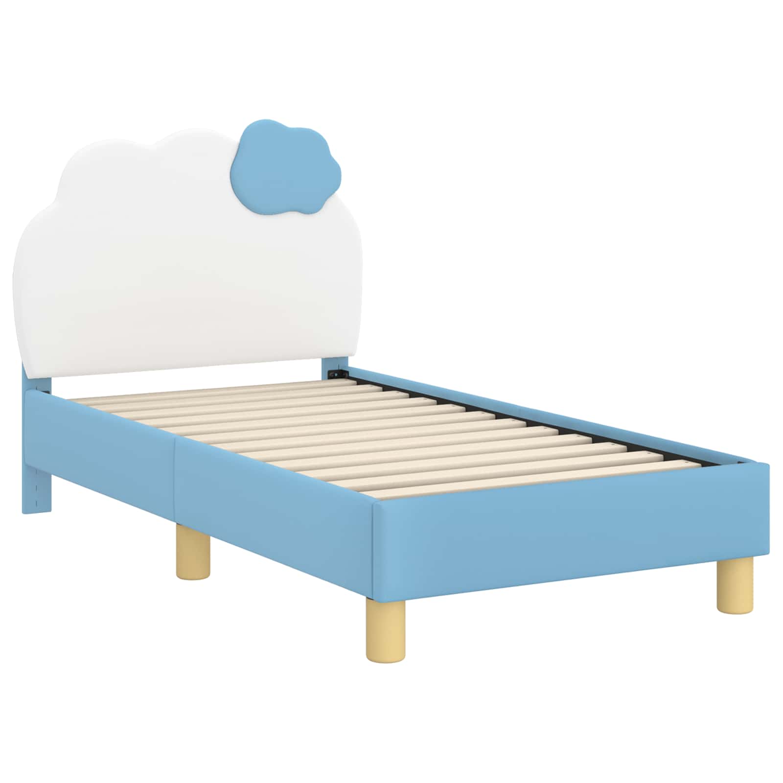 Kinderbettgestell mit Kopfteil Blau 70 x 140 cm PU
