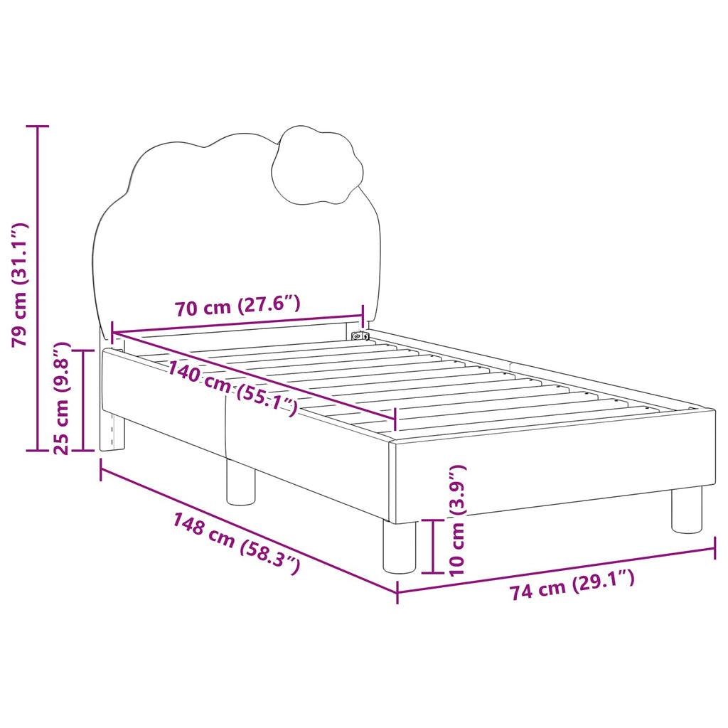 Kinderbettgestell mit Kopfteil Blau 70 x 140 cm PU