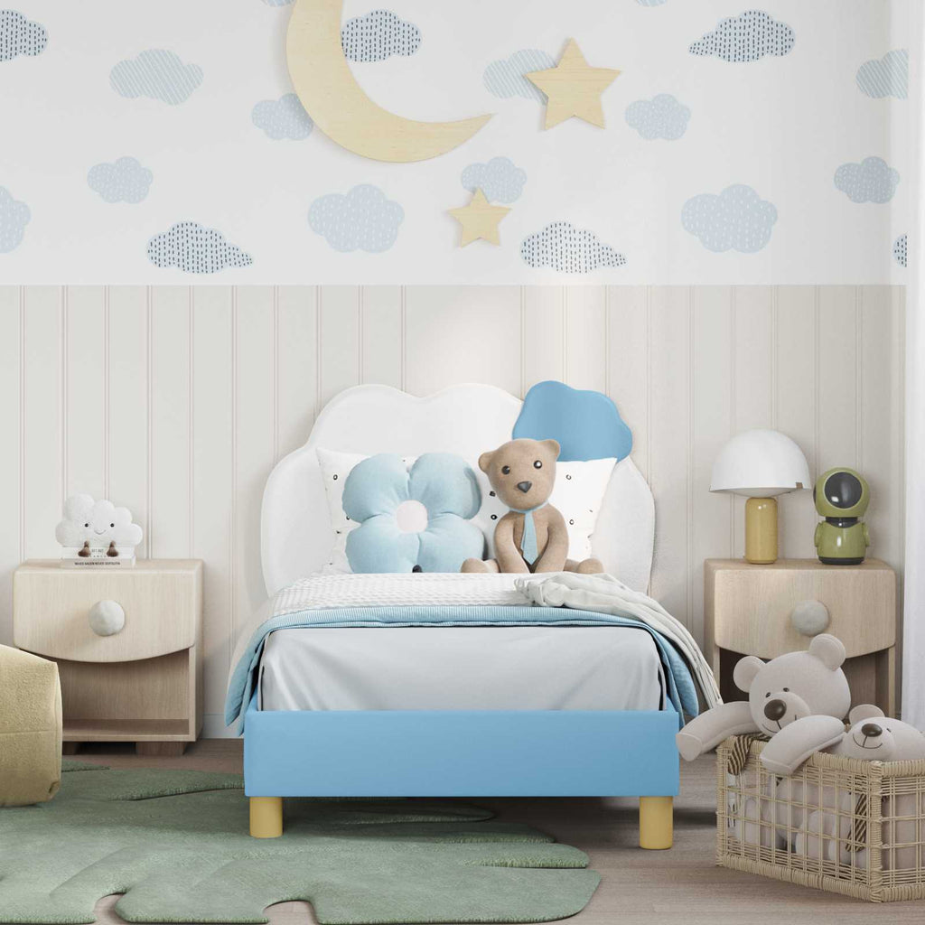 Kinderbettgestell mit Kopfteil Blau 80 x 160 cm PU