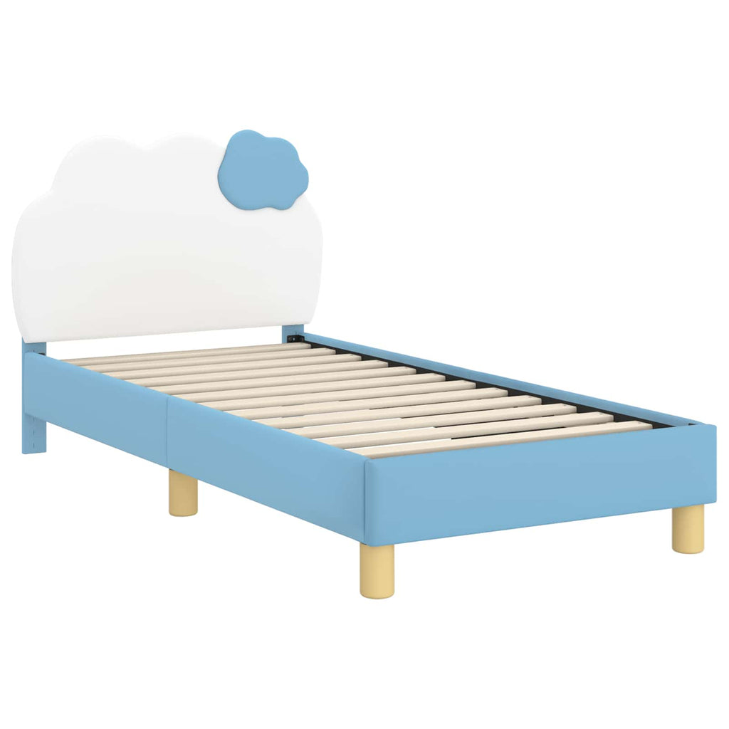 Kinderbettgestell mit Kopfteil Blau 80 x 160 cm PU