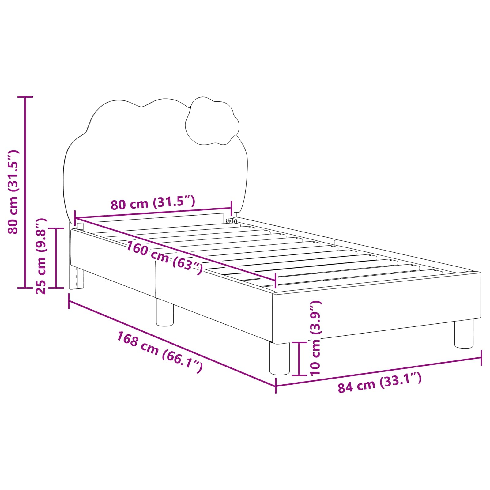 Kinderbettgestell mit Kopfteil Blau 80 x 160 cm PU