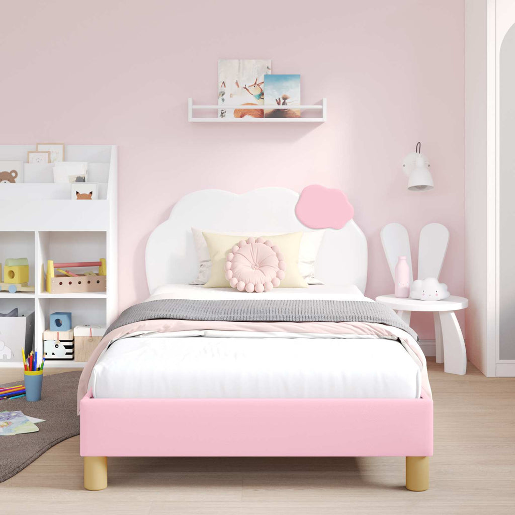 Kinderbettgestell mit Kopfteil Rosa 80 x 200 cm PU